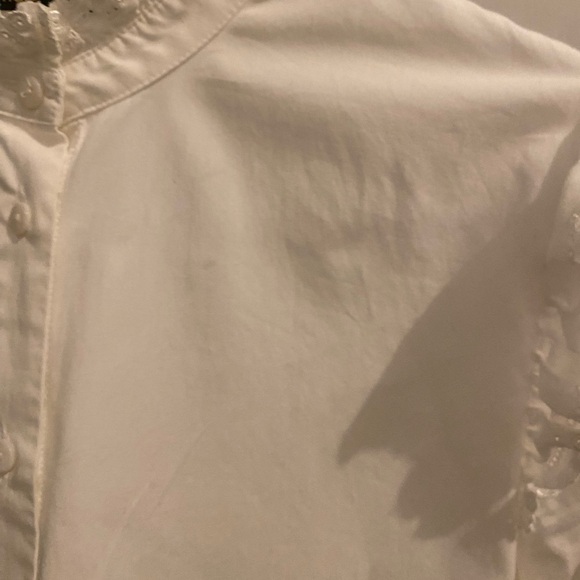 Maje Cream Ruffled Button-Up Blouse - Picture 2 of 9